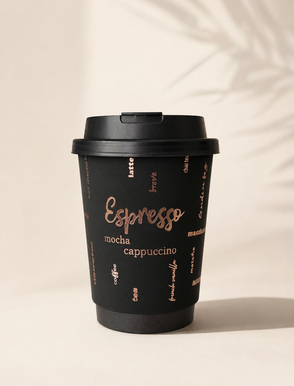 LuxxLair Premium Double-Wall Coffee Cups, 12 oz (Black)