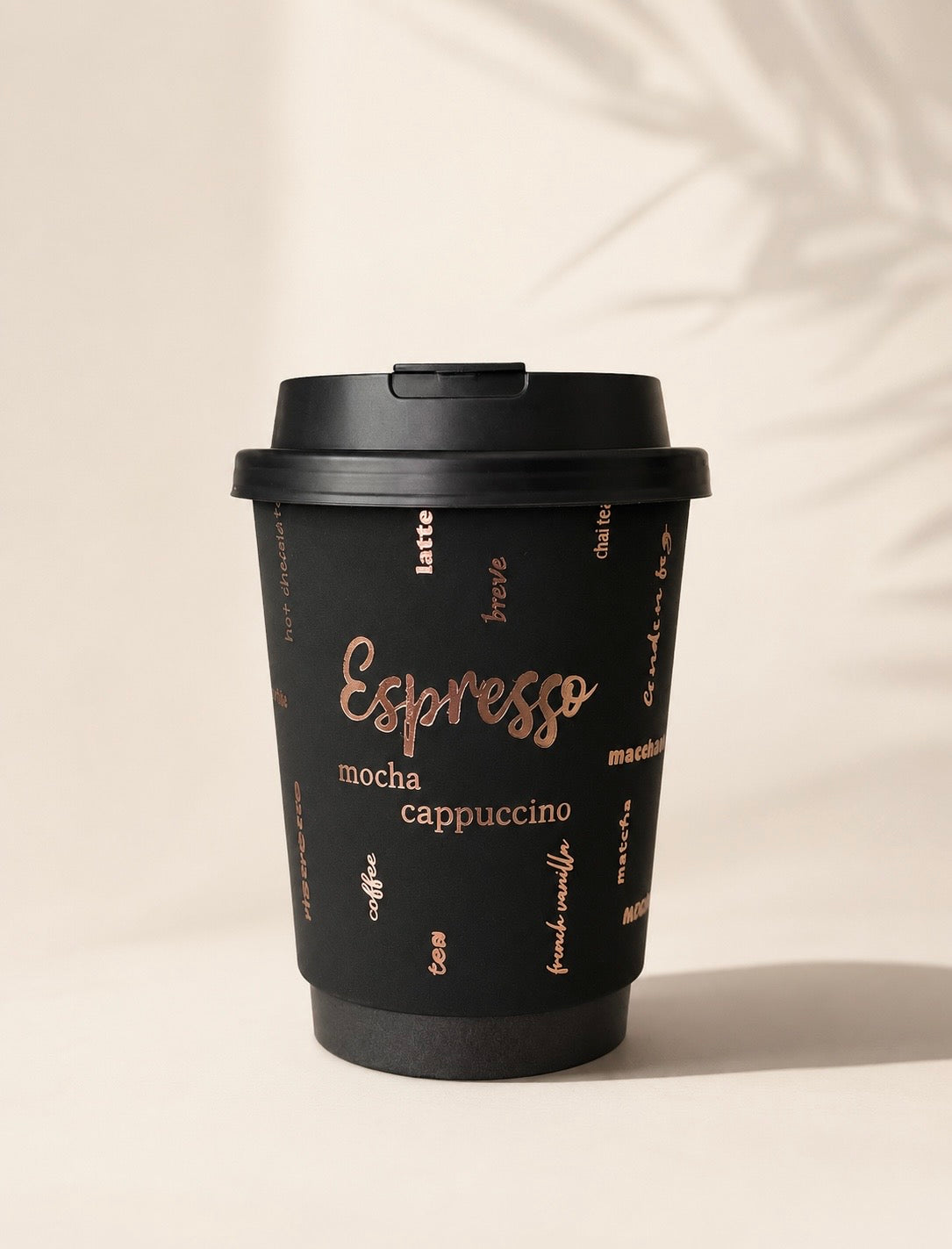 LuxxLair Premium Double-Wall Coffee Cups, 12 oz (Black)