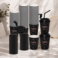 LuxxLair Premium Double-Wall Coffee Cups, 12 oz (Black)
