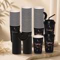 LuxxLair Premium Double-Wall Coffee Cups, 16 oz (Black)
