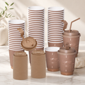 LuxxLair Premium Double-Wall Coffee Cups, 12 oz (Brown)